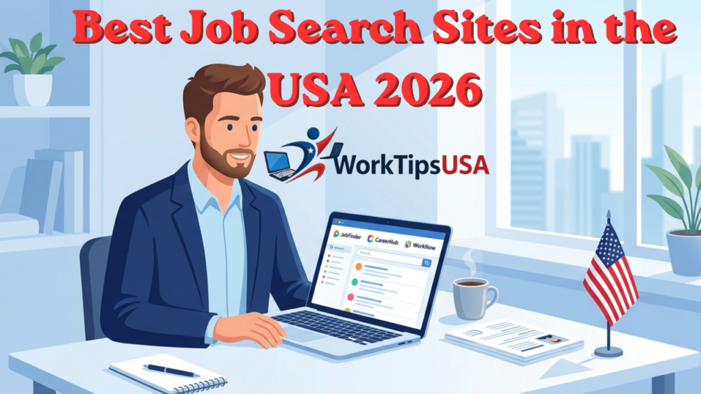best job search sites 2026 USA – professional browsing job platforms on laptop